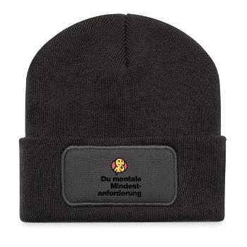 DU MENTALE MINDSTFORDERUNG. SARKASMUS GESCHENK  - Recycelte Patch Beanie - Dunkelgrau - Vorne