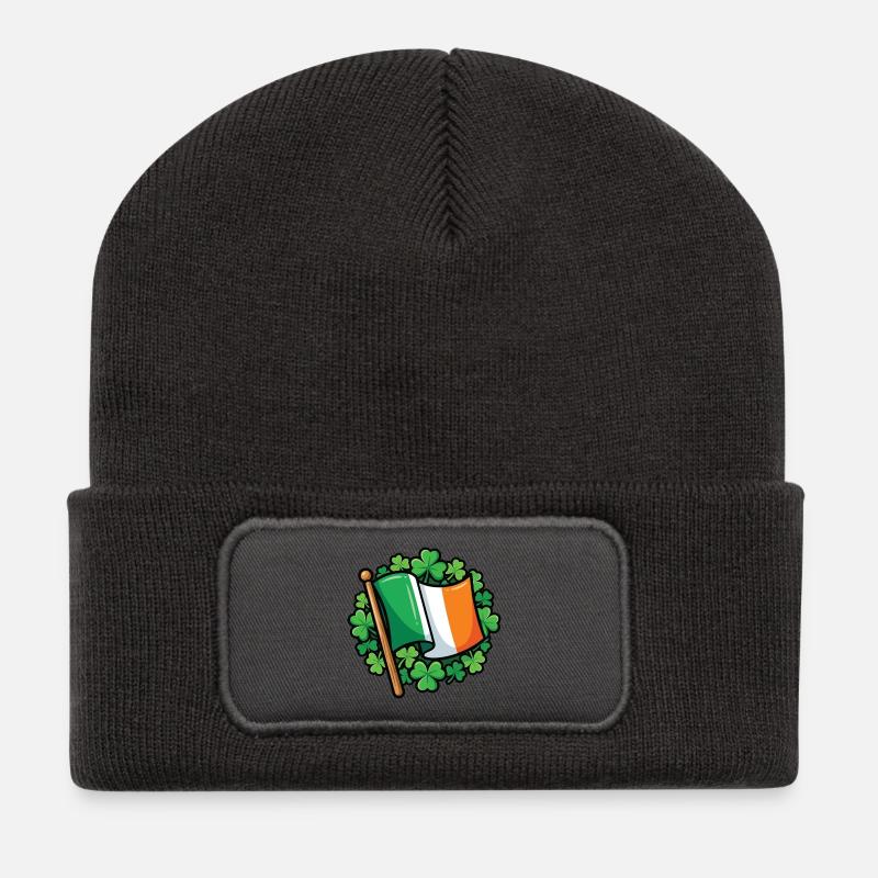Irische Flagge Clover Pride - Recycelte Patch Beanie - Dunkelgrau