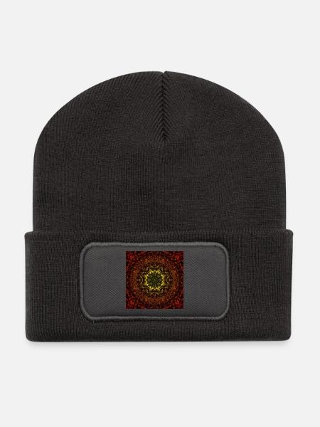 Kaléidoscope Mandala Magie de la Nuit - Beanie recyclé à patch - charbon