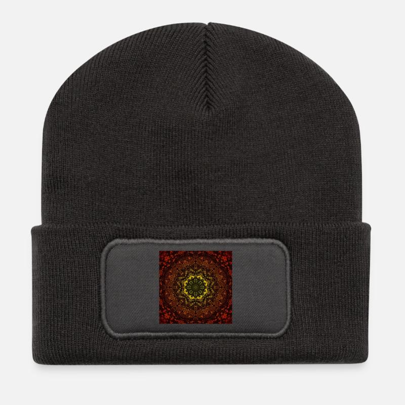 Kaleidoskop Mandala Magie der Nacht - Recycelte Patch Beanie - Dunkelgrau