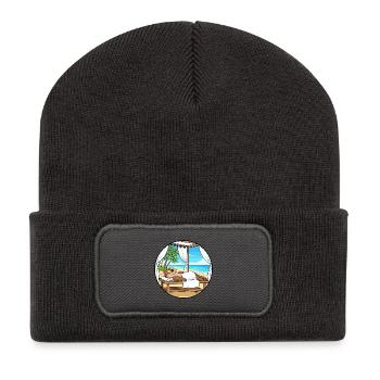 Beach Spa Otter Animal Relaxing Art - Recycled Patch Beanie - dark grey - Front