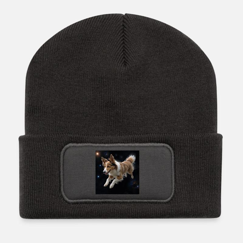 Border collie - Recycelte Patch Beanie - Dunkelgrau