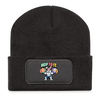 Pumpernickel Fitness Kaninchen - Recycelte Patch Beanie - Dunkelgrau - Vorne