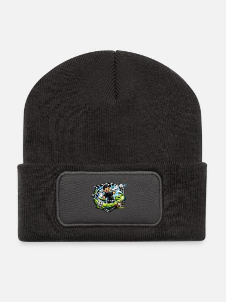 Golfer mit Happy Swing - Recycelte Patch Beanie - Dunkelgrau