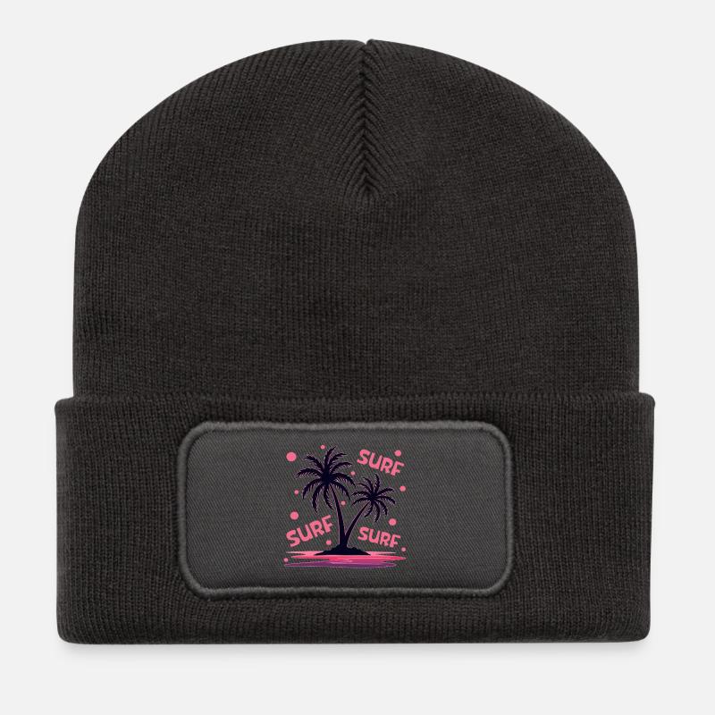 Surfen Palmen - Recycelte Patch Beanie - Dunkelgrau