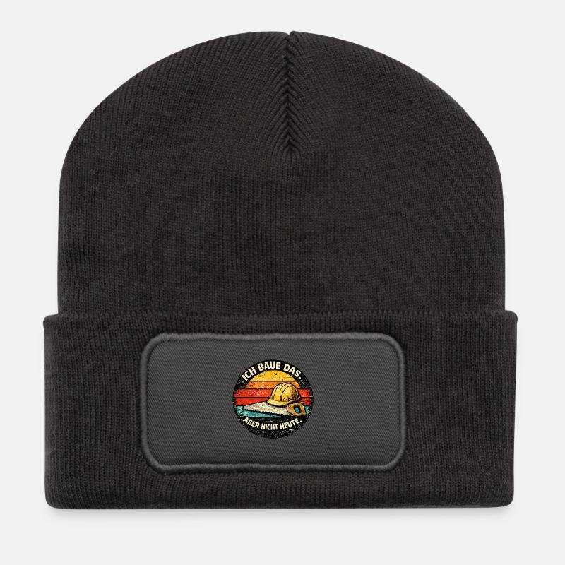 Ich baue das, aber nicht heute - Recycelte Patch Beanie - Dunkelgrau