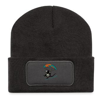 Fallschirmmaus Abenteuer - Recycelte Patch Beanie - Dunkelgrau - Vorne