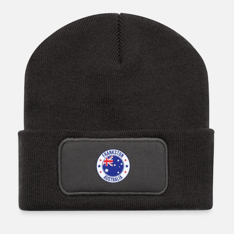 Frankston Australia Circle Abzeichen - Recycelte Patch Beanie - Dunkelgrau
