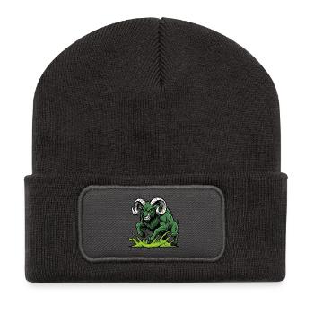 Bélier Vert Toxique Charge Mascotte Ram - Beanie recyclé à patch - charbon - Devant