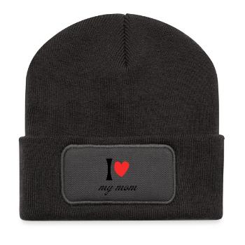 I Love My Mom - Mother's Day & Anniversa Gift - Recycled Patch Beanie - dark grey - Front
