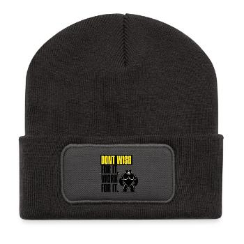 Ne le souhaite pas – Travaille pour le faire, motivation - Beanie recyclé à patch - charbon - Devant