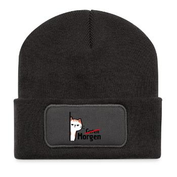 NO GOOD MORNING, MORNING GROUCH! FUNNY SAYING - Recycled Patch Beanie - dark grey - Front