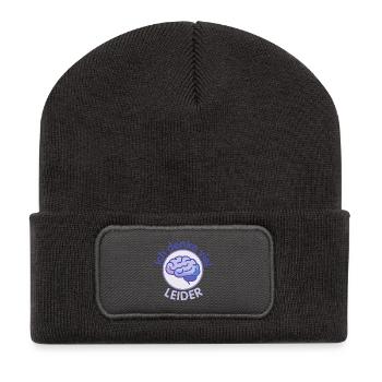 Ich denke viel - leider - Gehirn  - Recycelte Patch Beanie - Dunkelgrau - Vorne