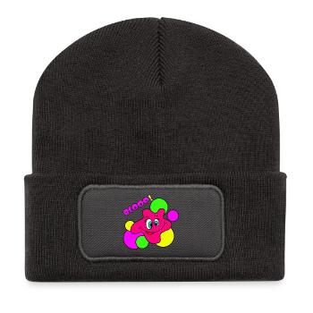 BLOOP ! Personnage drôle de Pop Art Néon - Beanie recyclé à patch - charbon - Devant