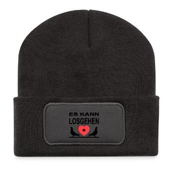 Tauben - Recycelte Patch Beanie - Dunkelgrau - Vorne