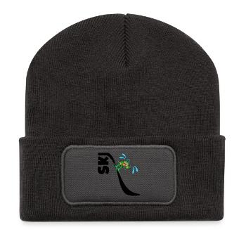 Kids Skiing Pickles - Recycled Patch Beanie - dark grey - Front