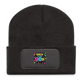 Retour au néon pixel des années 90 - Beanie recyclé à patch - charbon - Devant