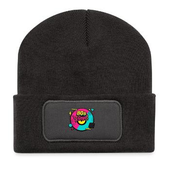 80s Vinyl Neon Revival - Recycelte Patch Beanie - Dunkelgrau - Vorne
