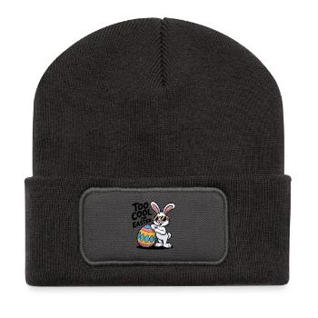 Lapin de Pâques avec lunettes de soleil et œuf - Beanie recyclé à patch - charbon - Devant