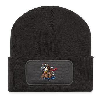 Parrot Aviator Steampunk Flugabenteuer - Recycelte Patch Beanie - Dunkelgrau - Vorne