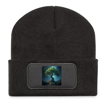 arbre de vie coloré. - Beanie recyclé à patch - charbon - Devant
