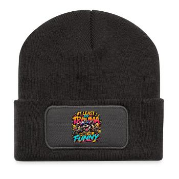 Le traumatisme m’a rendu drôle - Beanie recyclé à patch - charbon - Devant