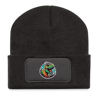Tyrannosaure coloré en jungle - Beanie recyclé à patch - charbon - Devant