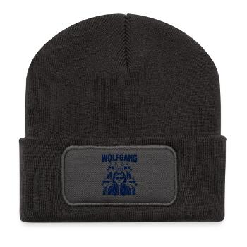 Funny Wolfgang Bande Pun - Recycled Patch Beanie - dark grey - Front