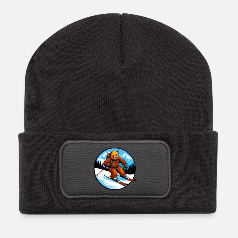 Ski Bär - Recycelte Patch Beanie - Dunkelgrau