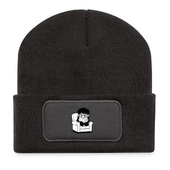 Sticker Enfant Lisant Fauteuil Cosy Noir et Blanc - Beanie recyclé à patch - charbon - Devant
