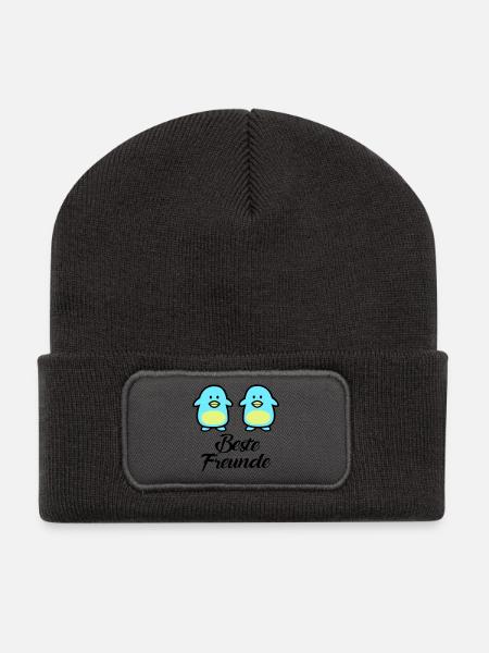 Pinguine Beste Freunde - Recycelte Patch Beanie - Dunkelgrau