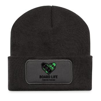 Vie de board, t-shirt de skateur stylé, sweat à capuche, sac - Beanie recyclé à patch - charbon - Devant