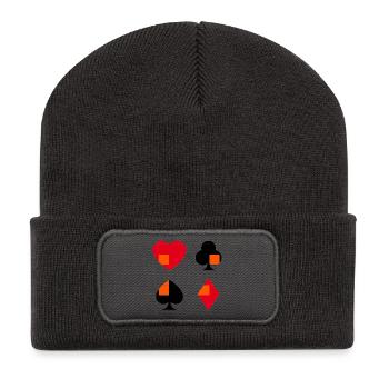 Sammlung geometrischer Kartenanzüge - Recycelte Patch Beanie - Dunkelgrau - Vorne