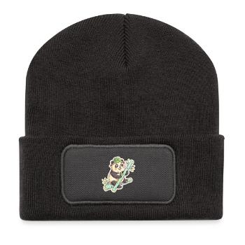 Panda on bamboo path - Recycled Patch Beanie - dark grey - Front