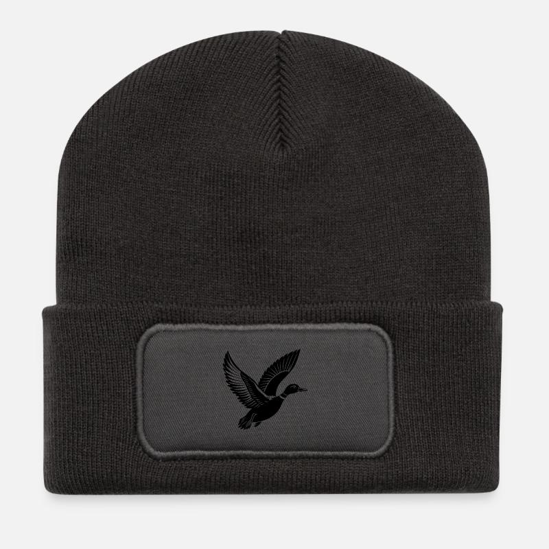 Fliegende Stockente - Recycelte Patch Beanie - Dunkelgrau