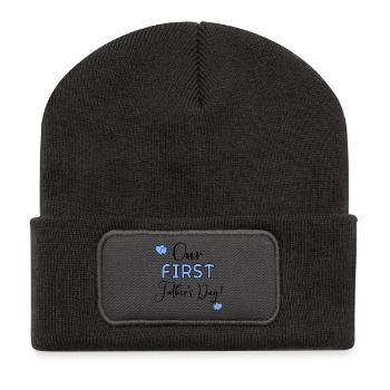 First Father's Day Baby - Recycled Patch Beanie - dark grey - Front