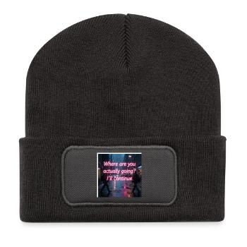 Neon Rain Street Quote - Recycled Patch Beanie - dark grey - Front