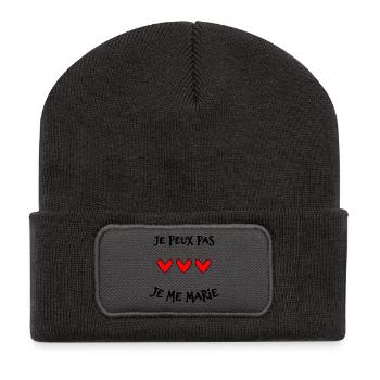 JE PEUX PAS. MARIE. FUTUR MARIE. EVJF. TEAM. TEAM  - Beanie recyclé à patch - charbon - Devant