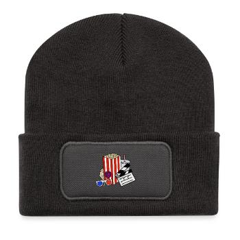 Retro Cinema Snacks Collage - Recycled Patch Beanie - dark grey - Front