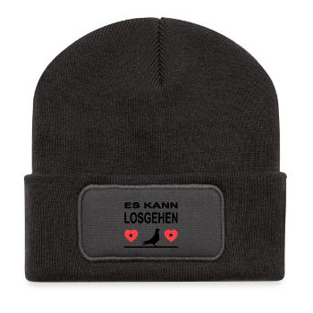 Tauben - Recycelte Patch Beanie - Dunkelgrau - Vorne