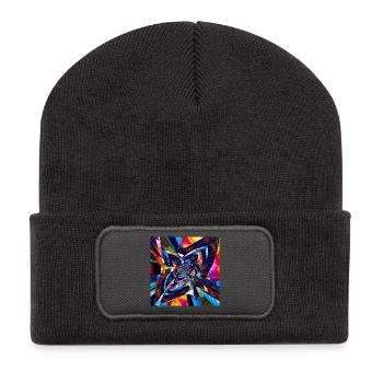 Kaleidoskopischer Wirbel - Recycelte Patch Beanie - Dunkelgrau - Vorne