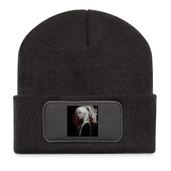 Moon Dragon Noir: White Hair Dragon - Recycled Patch Beanie - dark grey - Front