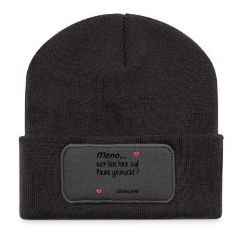 Pause Stimmung Menopause - Recycelte Patch Beanie - Dunkelgrau - Vorne