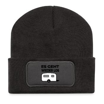Camping - Recycelte Patch Beanie - Dunkelgrau - Vorne