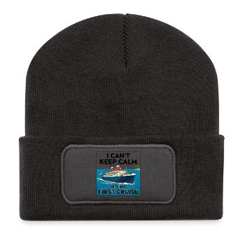 I can't stay calm, it's my first K - Recycled Patch Beanie - dark grey - Front