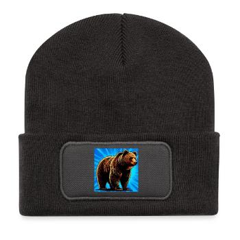 Bär - Recycelte Patch Beanie - Dunkelgrau - Vorne