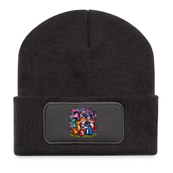 Animals Group Cartoon Colors - Recycled Patch Beanie - dark grey - Front