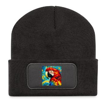 Papagei - Recycelte Patch Beanie - Dunkelgrau - Vorne
