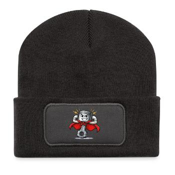 Mechanikers Superheld Piston - Recycelte Patch Beanie - Dunkelgrau - Vorne