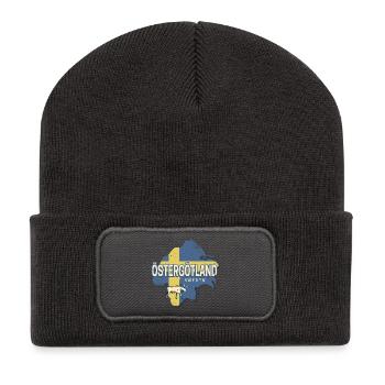 Östergötland Schweden Retro Provinz Souvenir - Recycelte Patch Beanie - Dunkelgrau - Vorne